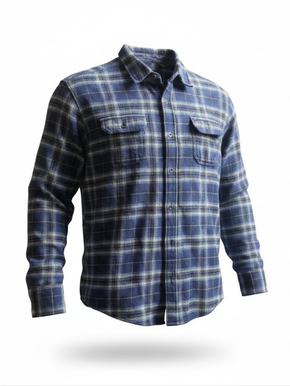 Men's Woolrich  Blue Plaid Button-Up Flannel Shirt